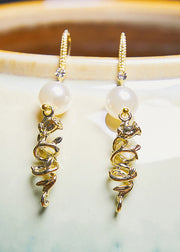 Women Original Design 14K Gold Pearl Drop Earrings