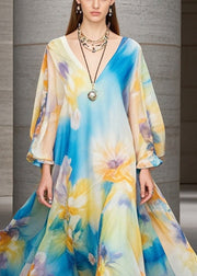 Women Oversized Print Chiffon Beach Dress Fall