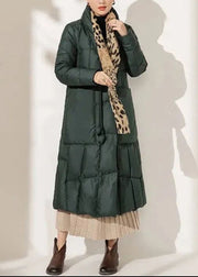 Women Red Button Pockets Patchwork Duck Down Coat Winter