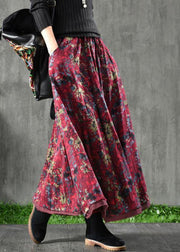 Women Velour Black flower Skirt Maxi Length