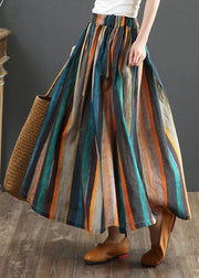 Women Striped A Line Gray crane Skirts Linen