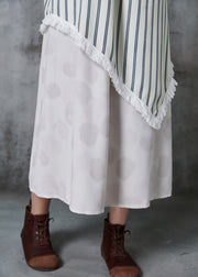 Women White Asymmetrical Patchwork Striped Summer Dress