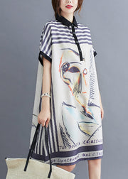 Women White Oversized Print Cotton Maxi Dress Summer