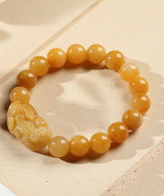 Women Yellow Jade A Mythical Wild Animal Beaded Bracelet