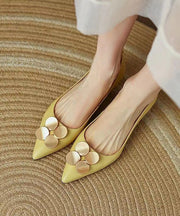 Yellow Fashion Sequined Splicing Kitten Heel Pointed Toe