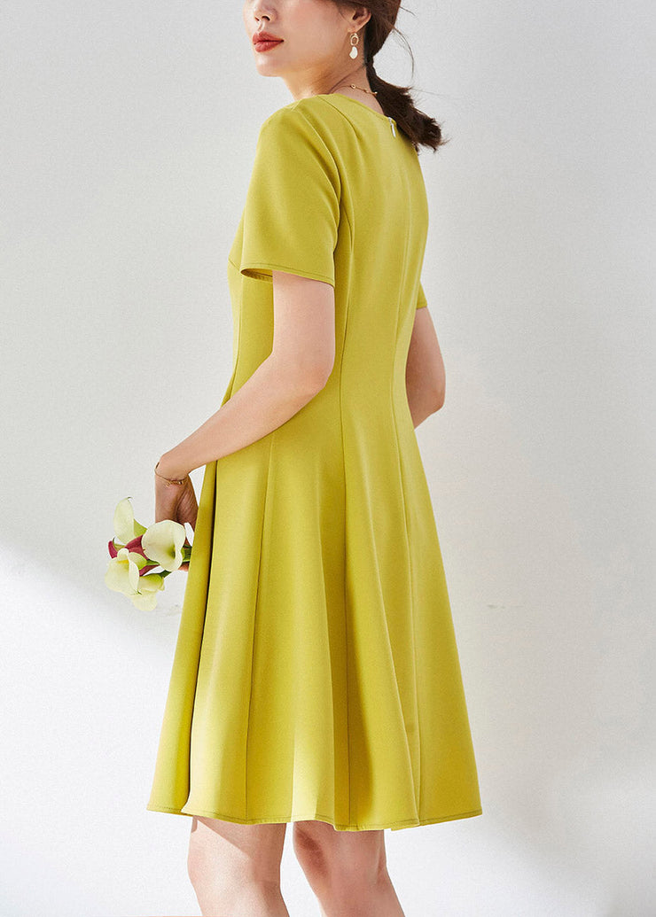 Yellow Slim Mid Dress Short Sleeve