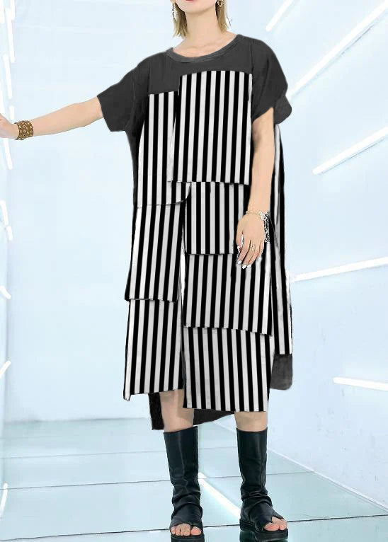 100% black Cotton clothes For Women asymmetric daily summer Dress