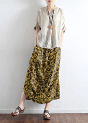 Brick red oversized linen skirts asymmetrical design elastic waist long skirt