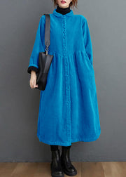 French light blue corduroy coats Inspiration thick Cinched women coats ( Limited Stock)