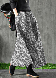 Women Velour Black flower Skirt Maxi Length