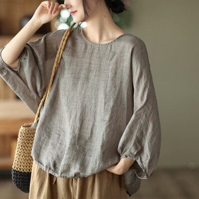 2023 Summer Loose Linen Solid T-Shirt