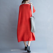 2024 autumn thick red sweater dresses plus size casual knit dress