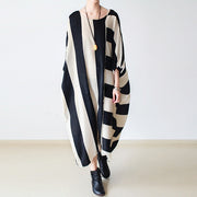 2024 autumn trend stripe baggy dresses silk plus size caftans oversized cotton gown