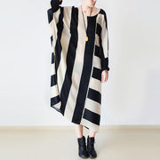 2024 autumn trend stripe baggy dresses silk plus size caftans oversized cotton gown