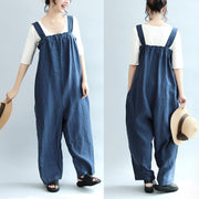 2024 blue casual linen pants oversize stylish jumpsuit pants