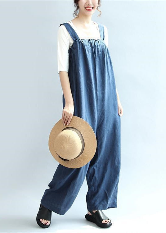 2024 blue casual linen pants oversize stylish jumpsuit pants