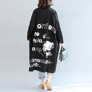 2024 fall black animal print cotton tops oversize o neck shirt dress