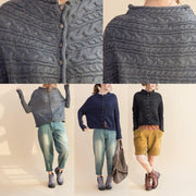 2024 fall black cable woolen knit sweater loose  fit casual sweaters