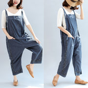 2024 fall blue print cotton pants plus size jumpsuit pants