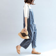 2024 fall blue print cotton pants plus size jumpsuit pants