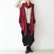 2024 fall winter  scarf vest red linen tops original design linen outfits