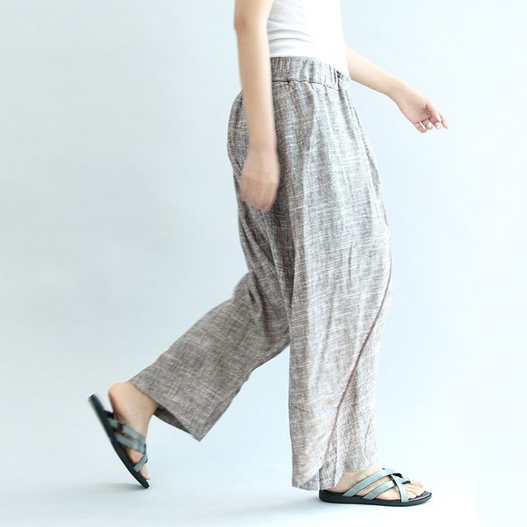 2024 khaki linen pants oversize elastic waist traveling pants