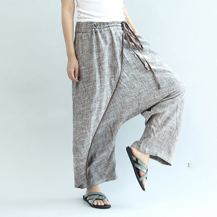 2024 khaki linen pants oversize elastic waist traveling pants