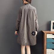 2024 lapel cotton warm mid dresses oversize high waist casual cotton dress