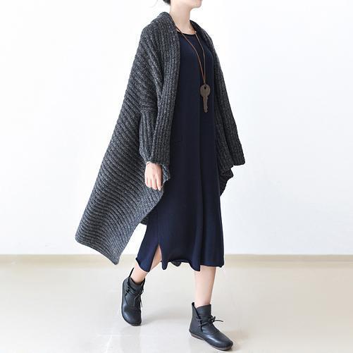 2024 winter gray knit sweater woolen cardigans plus size cape warm coats