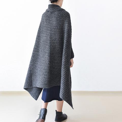 2024 winter gray knit sweater woolen cardigans plus size cape warm coats