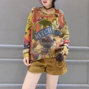 2024 winter o neck alphabet print cotton sweater tops ovresize long sleeve fashion knit pullover