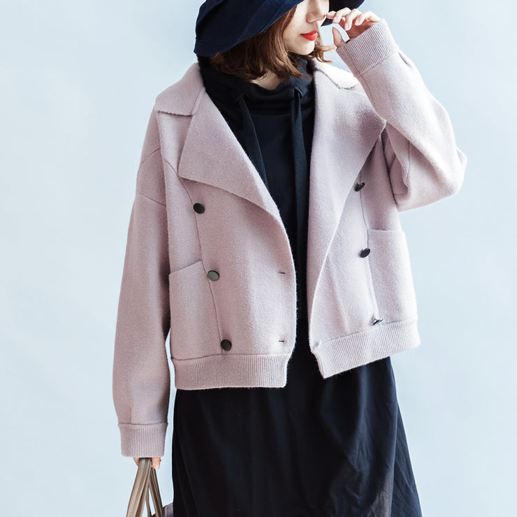 2024 winter pink short woolen jackets oversized woolen coats