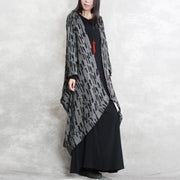 2019 dark gray Coats oversized asymmetric Winter coat Fashion long sleeve patchwork long coats - SooLinen