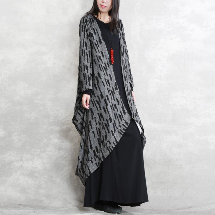 2019 dark gray Coats oversized asymmetric Winter coat Fashion long sleeve patchwork long coats - SooLinen