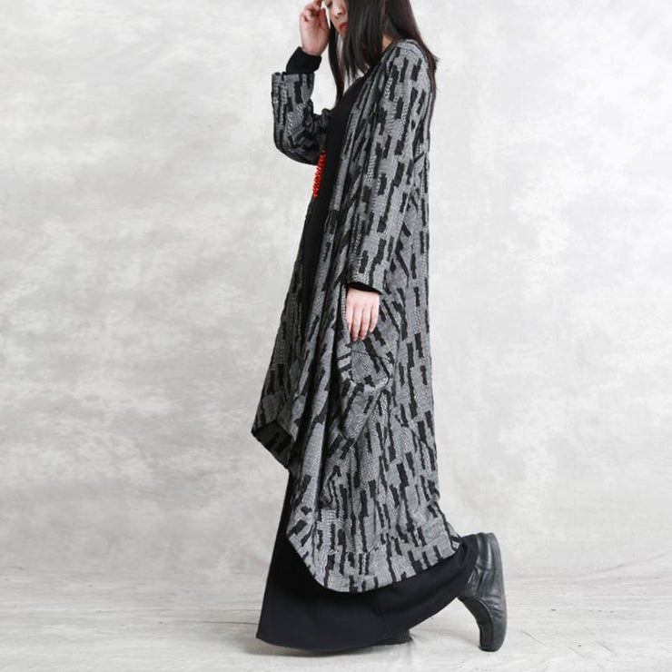 2019 dark gray Coats oversized asymmetric Winter coat Fashion long sleeve patchwork long coats - SooLinen