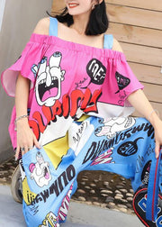 2019 new wave spoof cartoon print one word loose jumpsuit - SooLinen