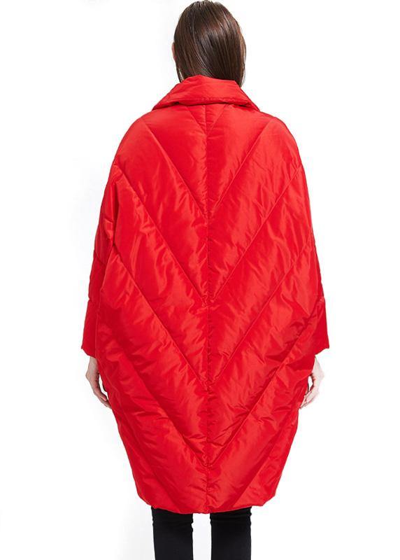 2019 plus size down jacket Notched collar Jackets red cloak down coat winter - SooLinen