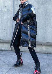 2019 plus size down jacket high neck winter coats black patchwork women parka - SooLinen