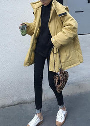 2019 plus size warm winter coat side open winter coats yellow hooded women parkas - SooLinen