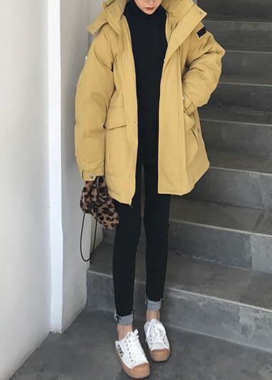 2019 plus size warm winter coat side open winter coats yellow hooded women parkas - SooLinen