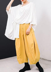 2019 summr yellow women red cotton harem pants - SooLinen