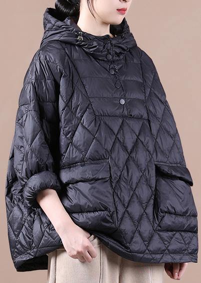 2021 Loose Fitting Winter Jacket Hooded Black Pockets Down Coat-(free Shipping+limited Stock) - SooLinen