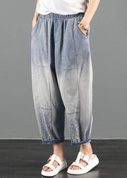 2021 summer dress code loose high waist washed old denim harem pants - SooLinen