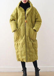 2021 Blackish Green Warm Down Coat Oversize Overcoat - SooLinen