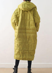 2021 Warm Yellow Down Coat original design literary retro overcoat - SooLinen