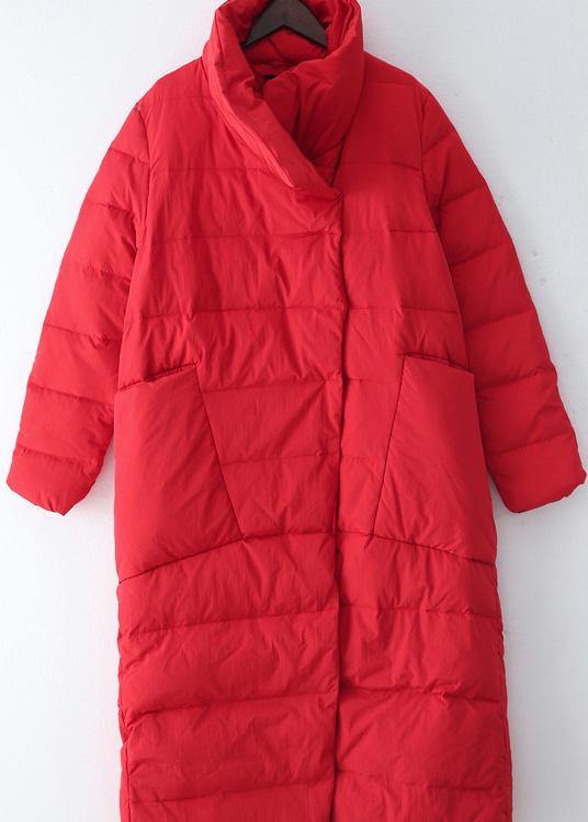 2021trendy plus size women  parka v neck coats red thick warm down coat winter - SooLinen