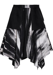 A-line skirt autumn and winter women's large high waist irregular black tie dye skirt - SooLinen