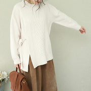 Aesthetic white Sweater weather Beautiful o neck Bow Hipster knit top