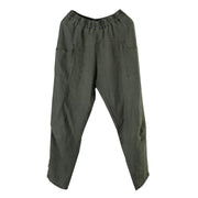 Army Green Pockets Patchwork Fall Straight Linen Pants