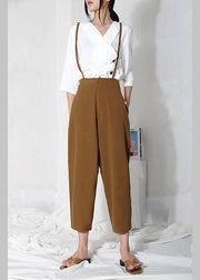 Art Brown High Waist carpenter pants  Pants - SooLinen